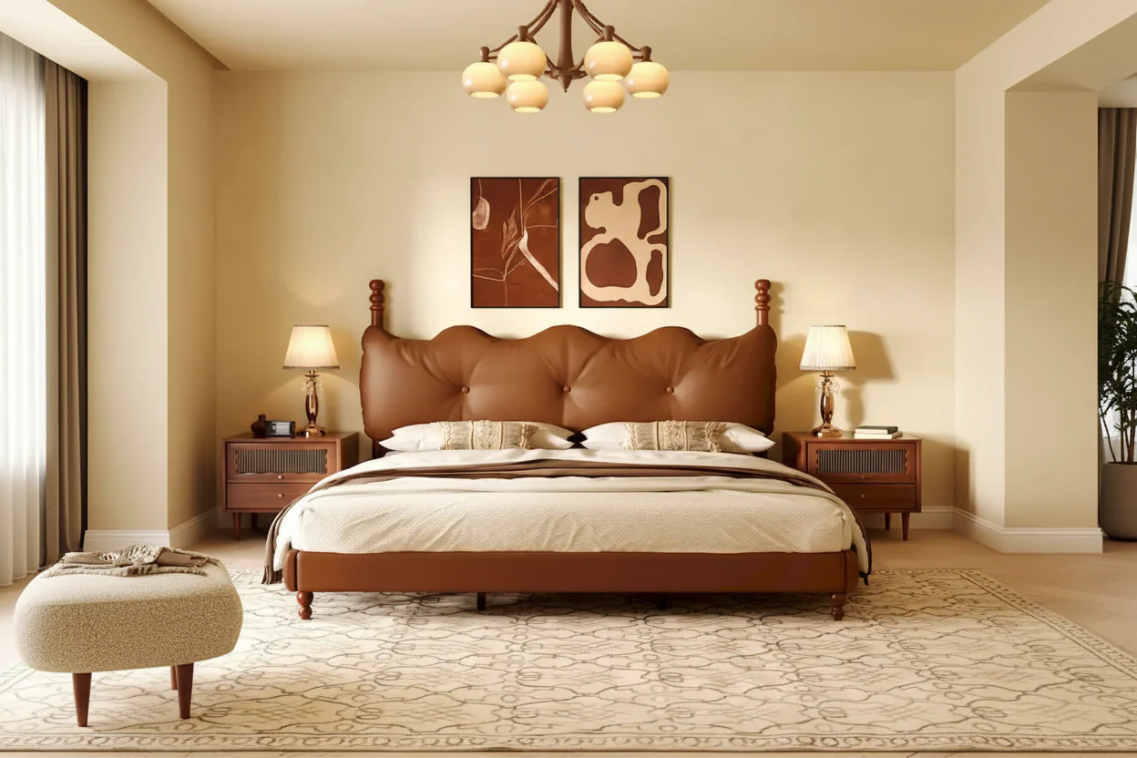 Luxury Upholstered PU Leather Bed