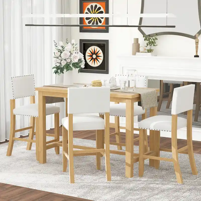 5-Piece Counter Height Dining Table with 4 Chairs