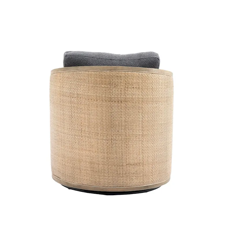 Carbon Black 30.12 Upholstered 360 Swivel Barrel Chair with Sturdy Hardwood Frame