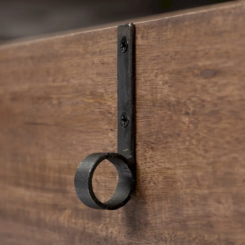 Glenn I Square Dark Brown Wood and Iron Black Frame Side Table