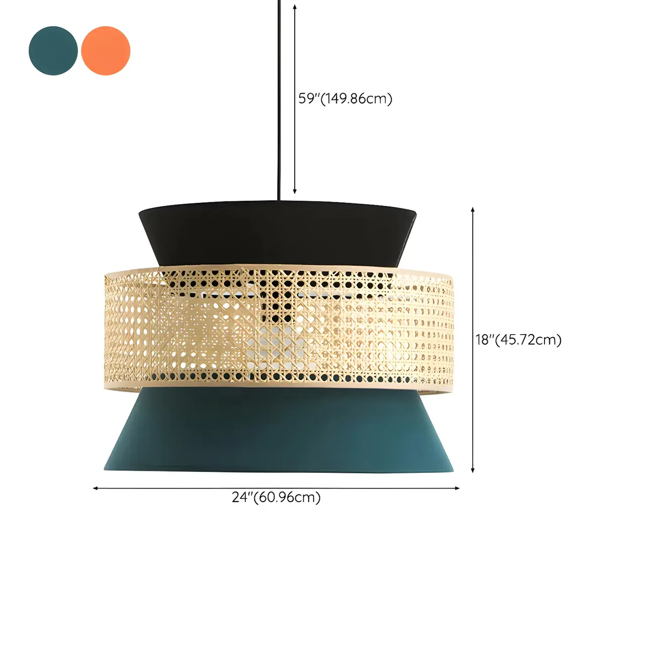 Boho Woven Modern Drum Cylinder Chandelier Adjustable Height