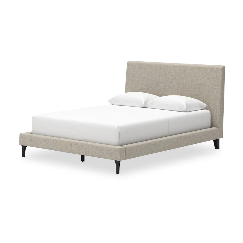 Signature Design by Ashley Cielden Soft Gray Queen Upholstered Bed with Roll Slats