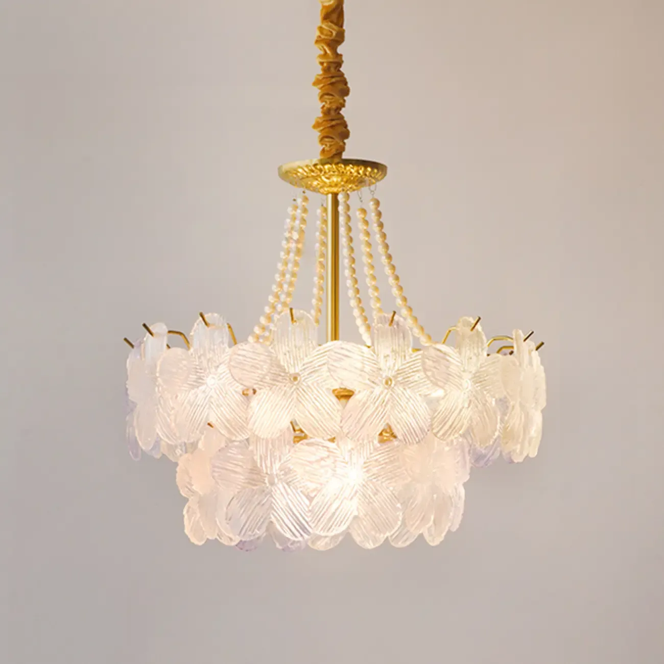 Modern Tier Round Flower Crystal Chandelier