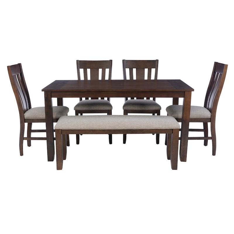 Stokes Brown Wooden 6-Piece Dining Set