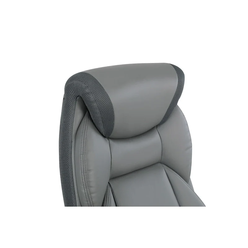 Executive Bonded Leather Office Chair with Lumbar Support, Locking Tilt and Flip Arms – Taupe / Black / Charcoal, for 1 Person