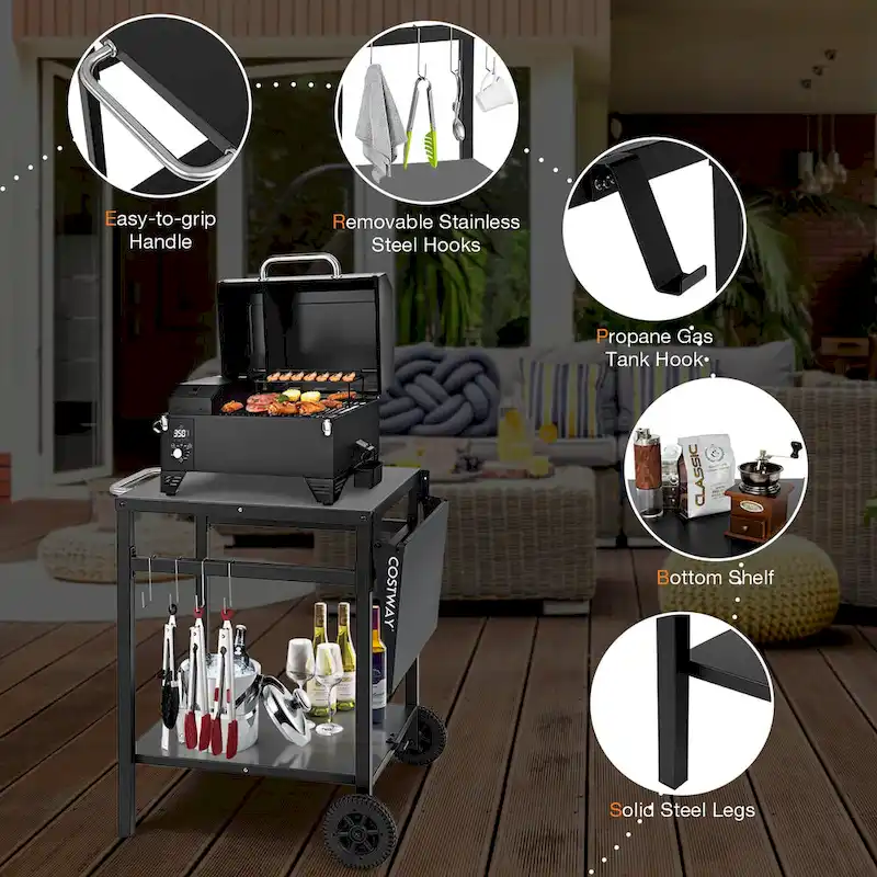 Double-Shelf Movable Dining Cart Table Multifunctional Kitchen - See Details
