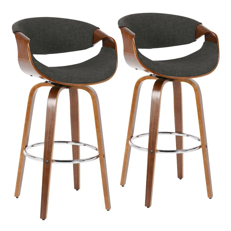 Carson Carrington Sauda 30 Fixed-Height Bar Stool with Bent Wood Legs and Round Footrest (Set of 2)