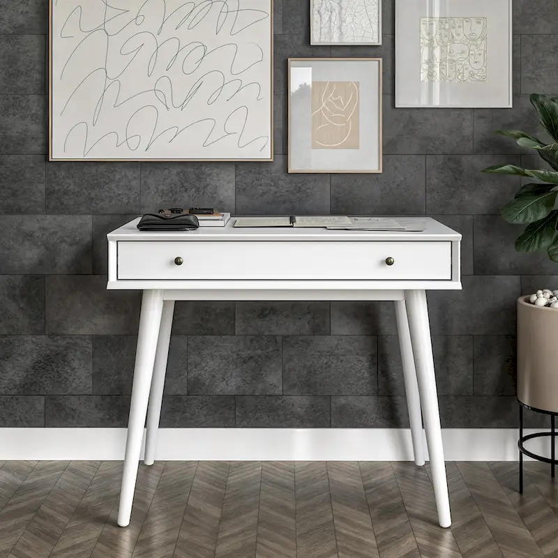 Mid-Century Solid Wood Desk with Drawer