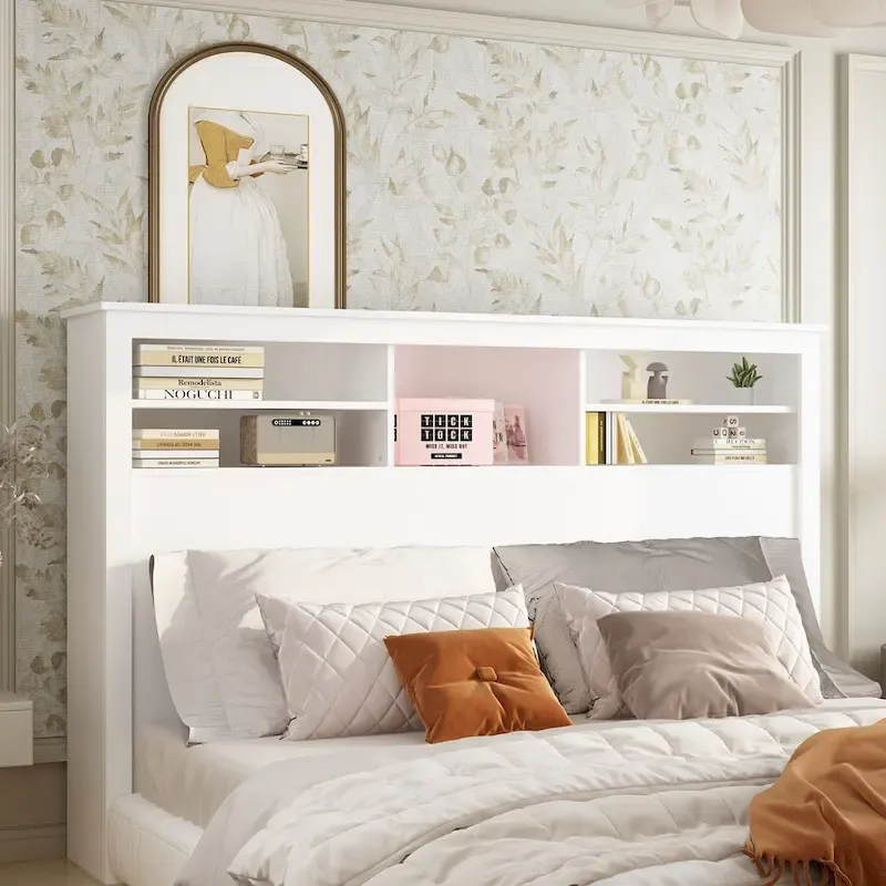 65W x 43H Bookcase Headboard With Light