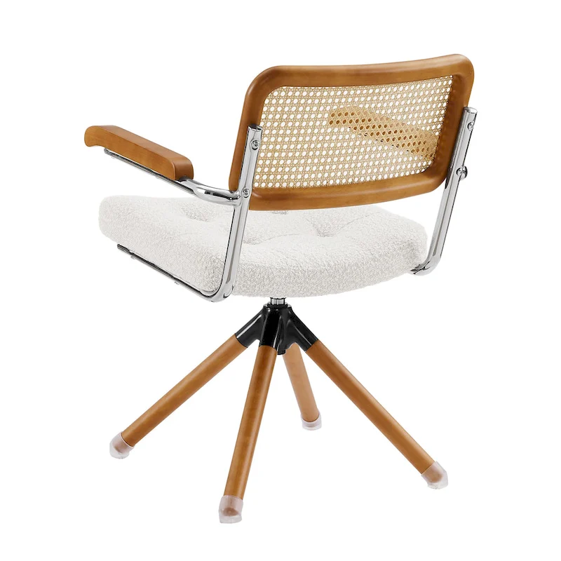 Art Leon Swivel PU Leather and Wooden Accent Chair