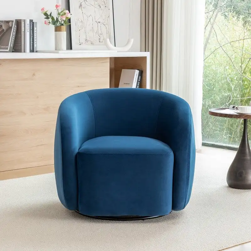 SEYNAR Modern Glam Velvet Upholstered 360 Degree Swivel Accent Armchair