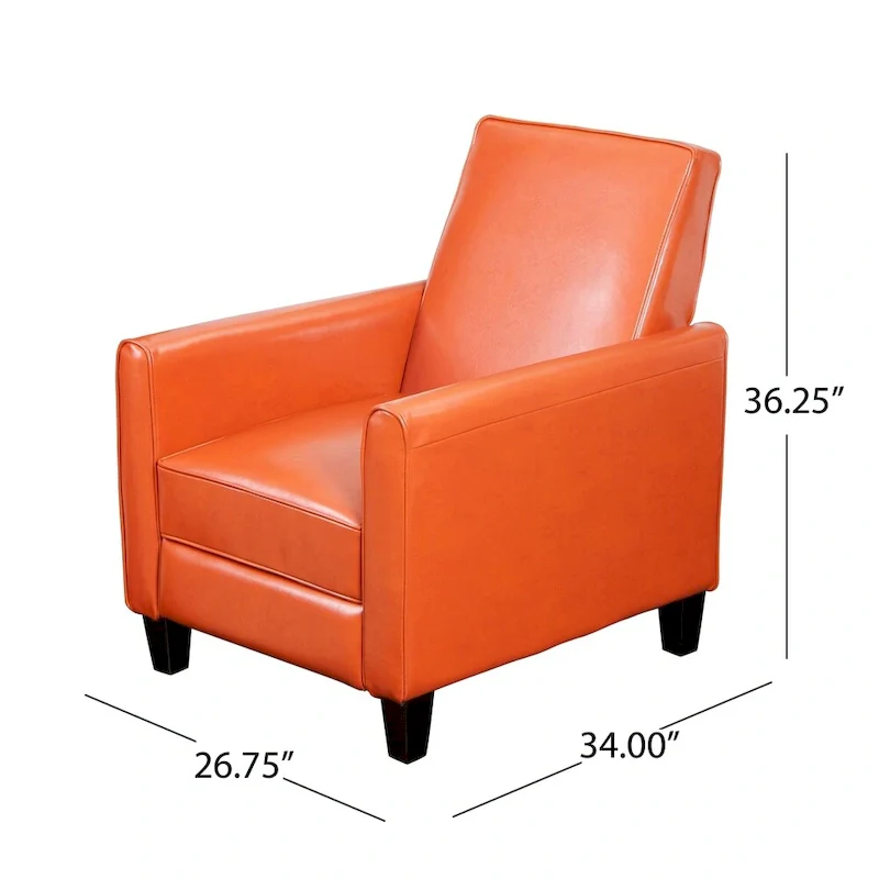 Darvis Black Bonded Leather Recliner Club Chair by Christopher Knight Home