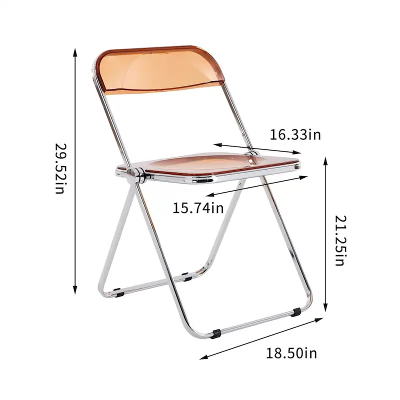 YELLOW Clear Transparent Folding Chair Chair Pc Plastic Living Room Seat