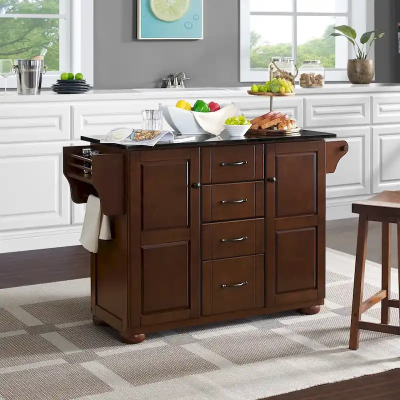 Crosley Eleanor Brown Wood/ Stainless Steel Top Kitchen Island - 18d x 51.5w x 35.25h