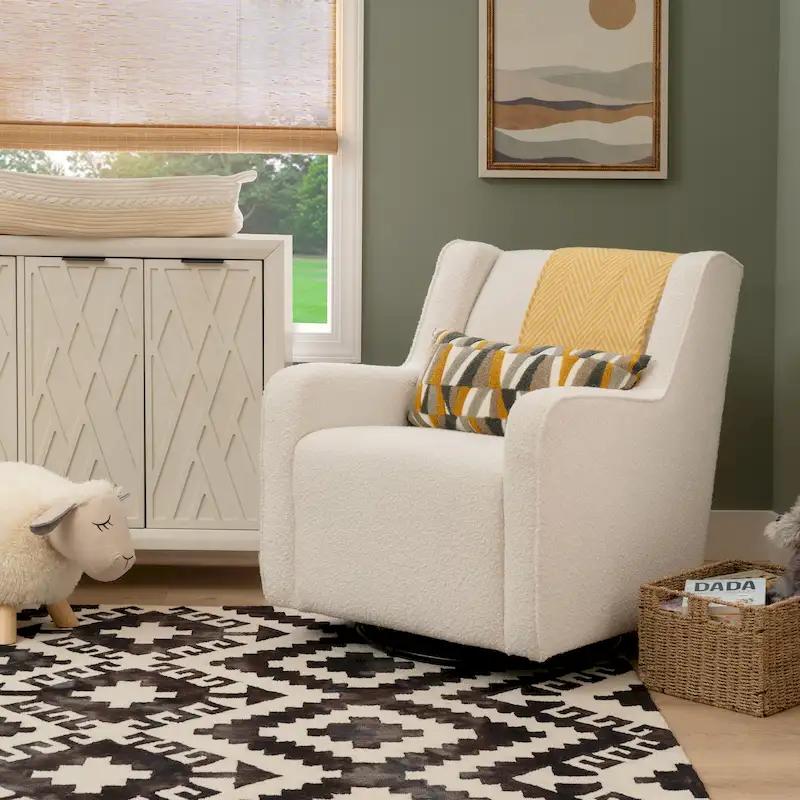 White Sherpa or Brown Velvet Swivel Rocker Accent Chair