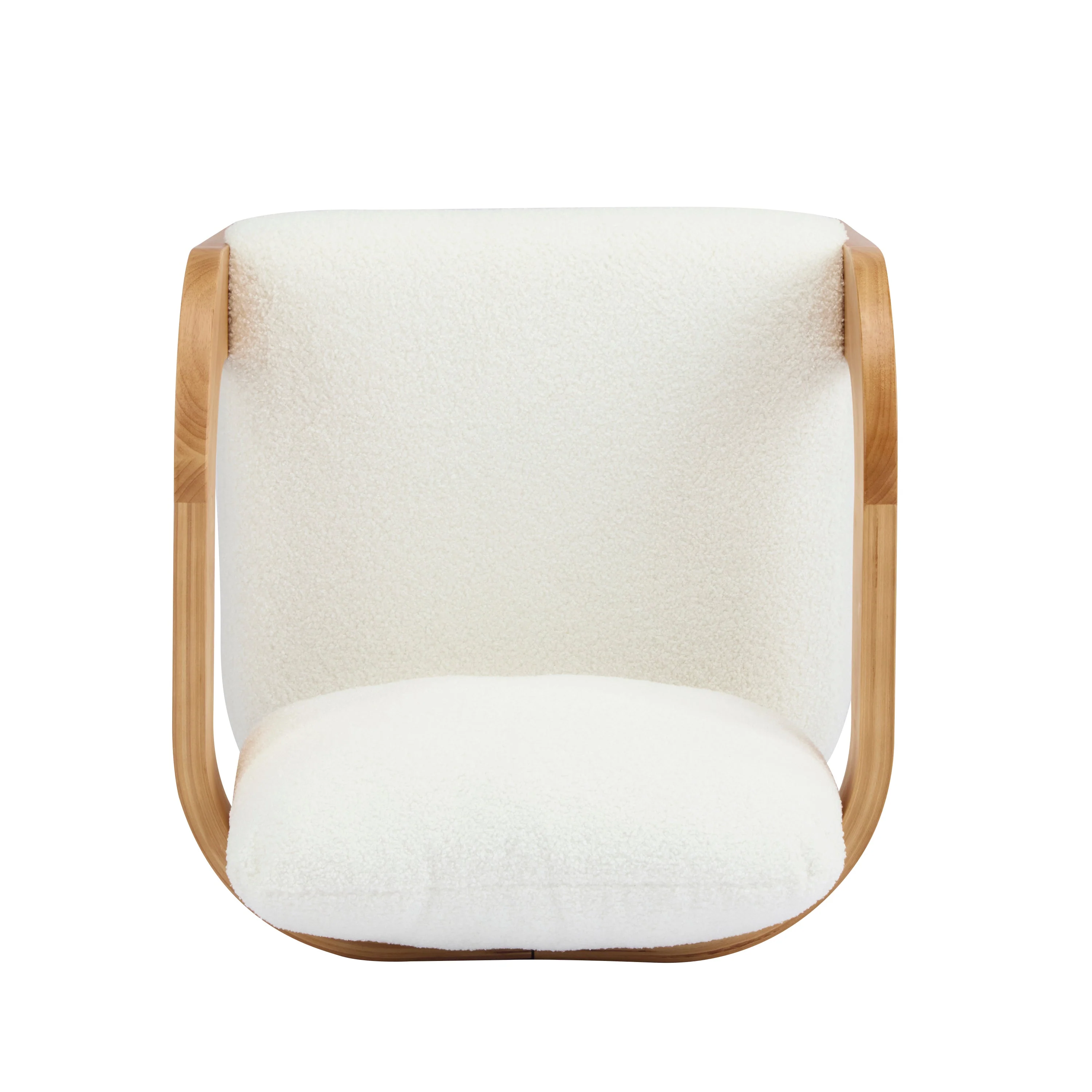 White Boucle 2 Pack Dining Chairs with Pillow Back and Solid Wood Frame