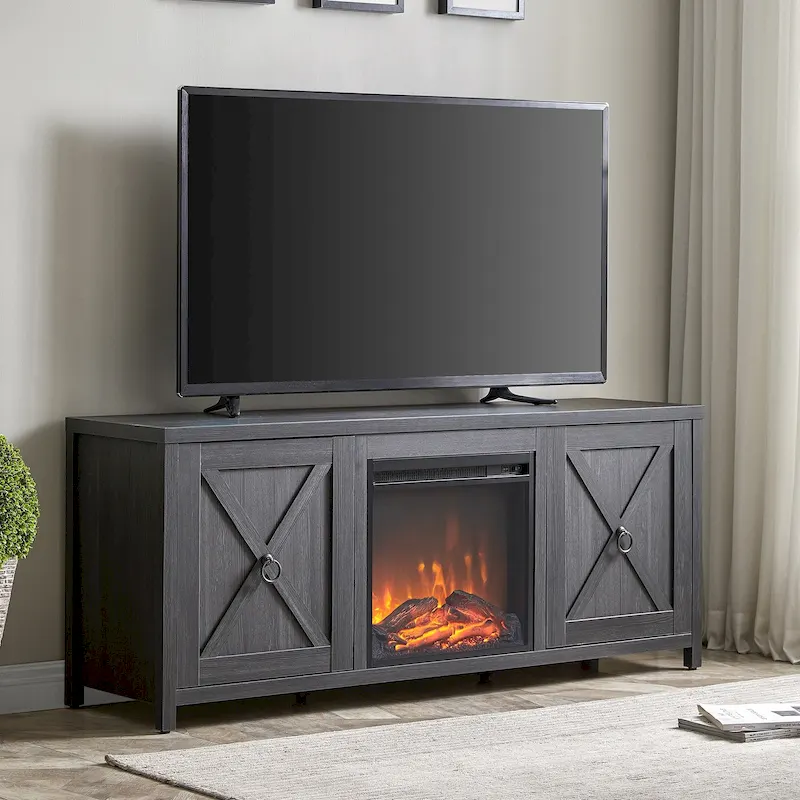 Granger 58  TV Stand with Log Fireplace Insert