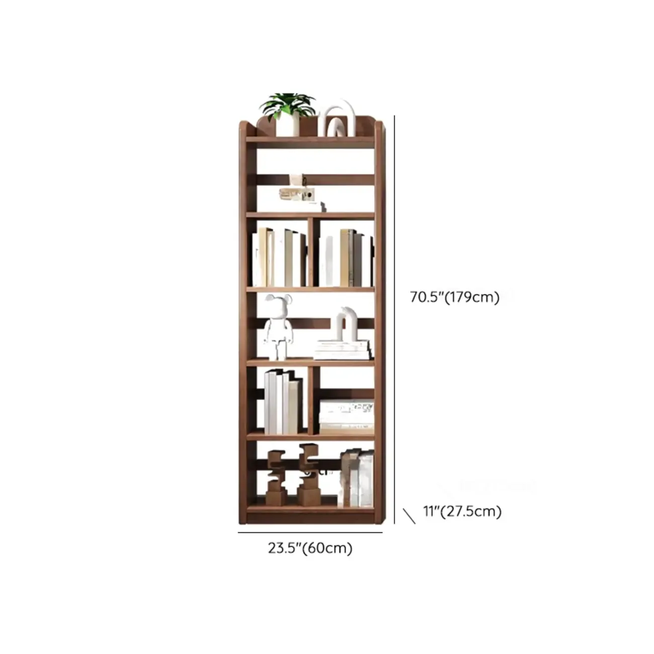 Rectangle Multi-Shelf Open Back Brown Wood Bookcase