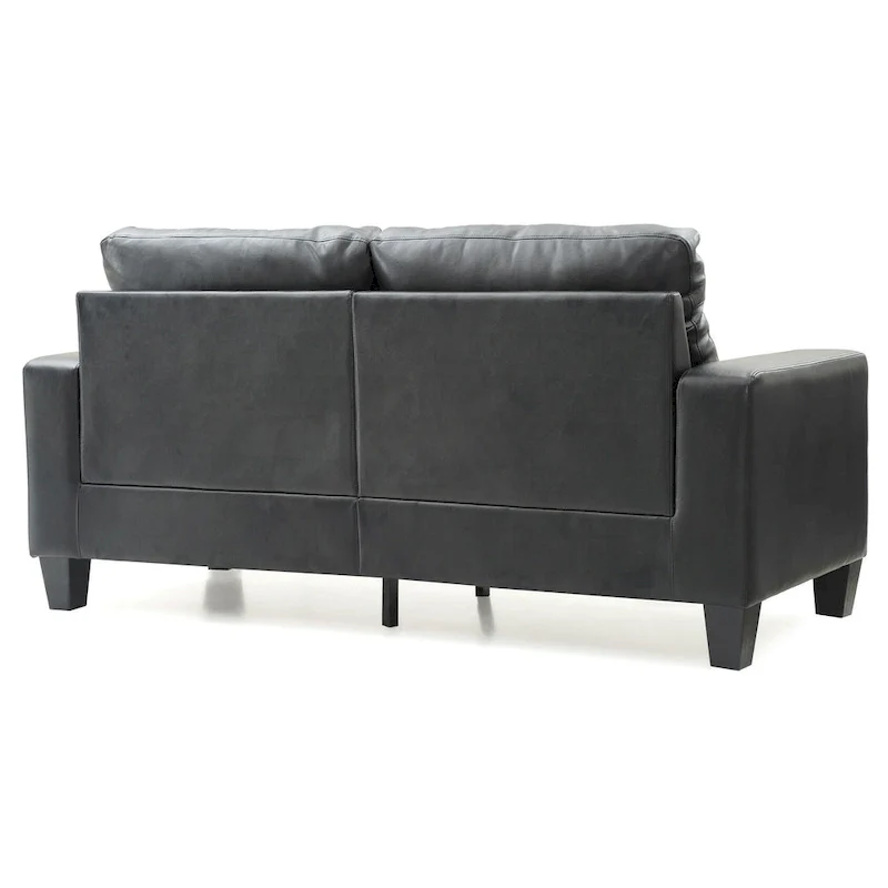 Newbury 71 in. W Flared Arm Faux Leather Straight Sofa - 32L x 71W x 36H