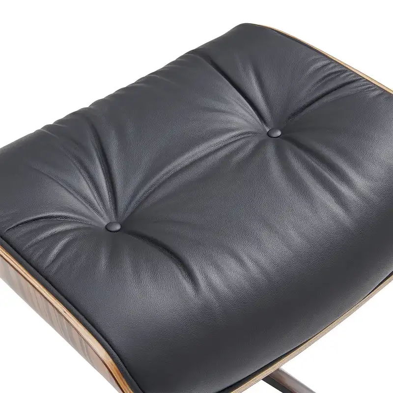 Mid-century Modern Lounger Real Leather Arm Chair and Ottoman Set