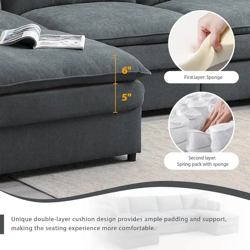 134*66 Chenille Modular Sectional Sofa