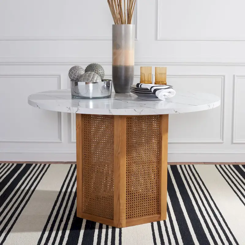 SAFAVIEH Mozell Cane Dining Table - 47.3 W x 47.3 L x 28.8 H - 47Wx47Dx29H