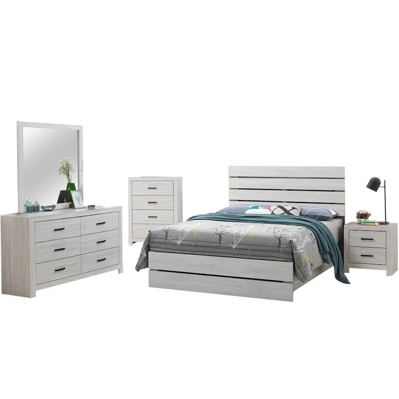 Wooden Queen Bedroom Set in Coastal White