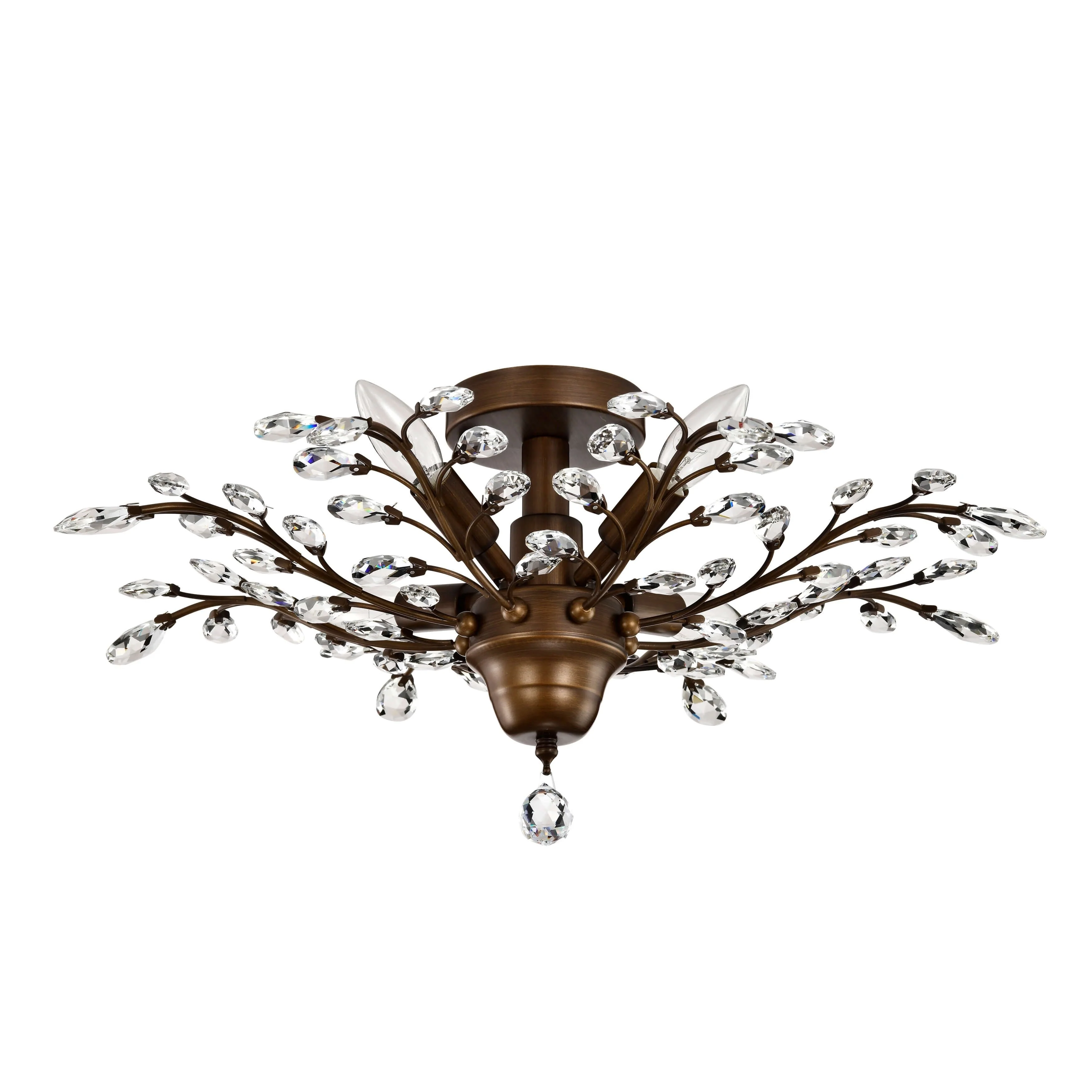 Holly 4-light Crystal Leaves Flush Mount