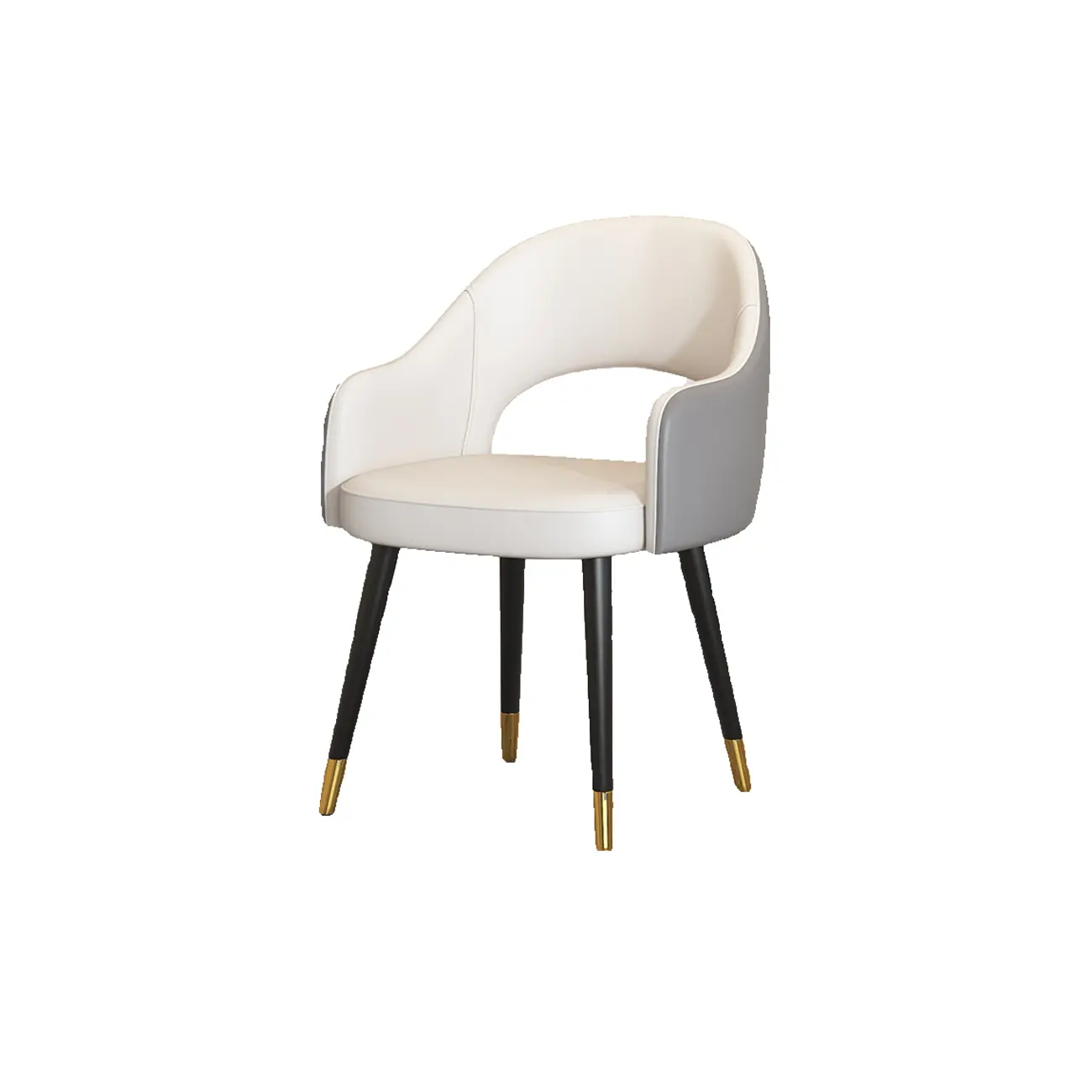 Open Curved Back Leather Armrest Dining Chairs