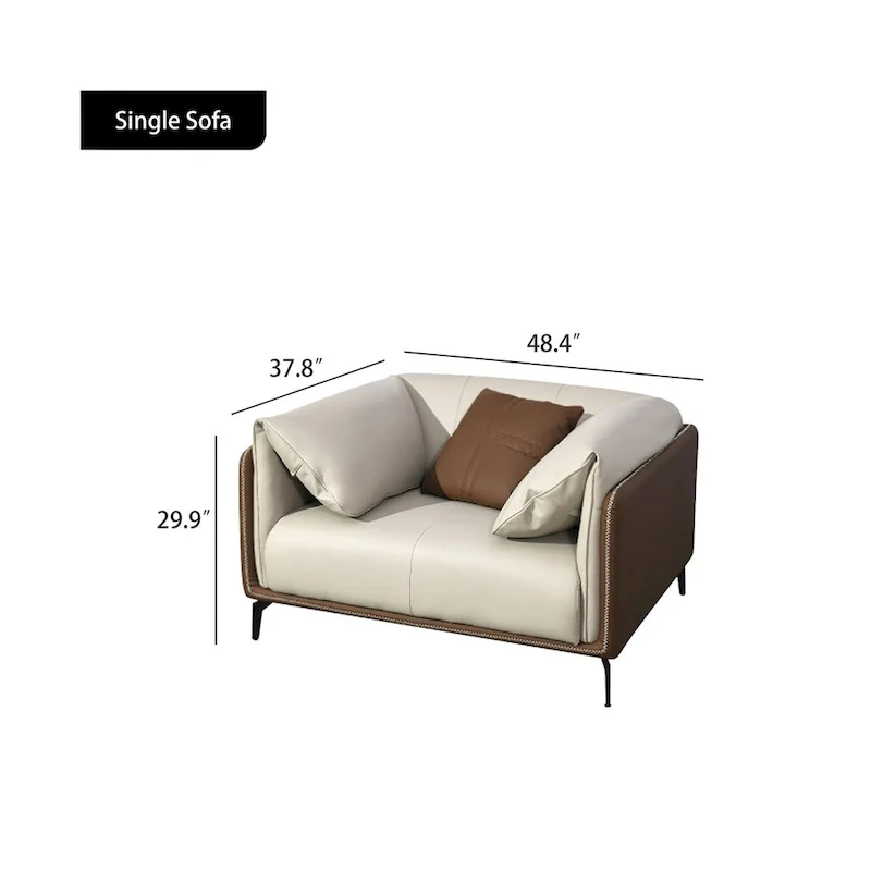 Faux Leather Pillow Top Arm Sofa with Reversible Cushions - one seat