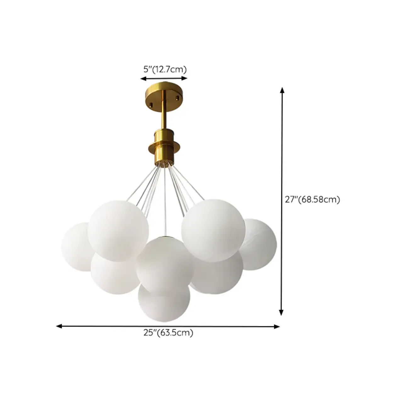 White Matte Glass Shade Multi Globe Light Chandelier