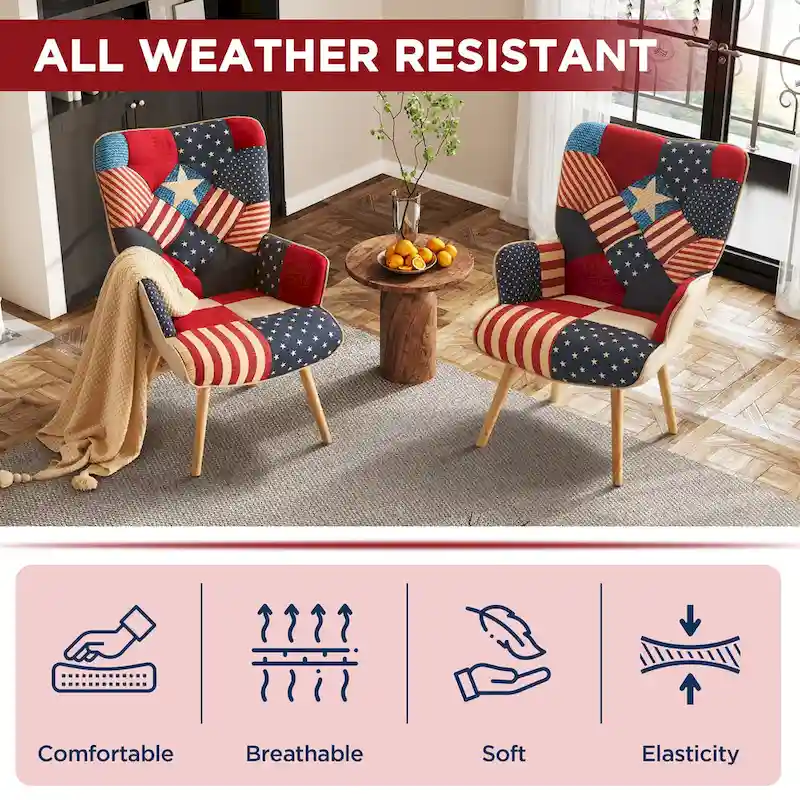 Linen Upholstered Modern Armchair Accent Chair with Wood Legs