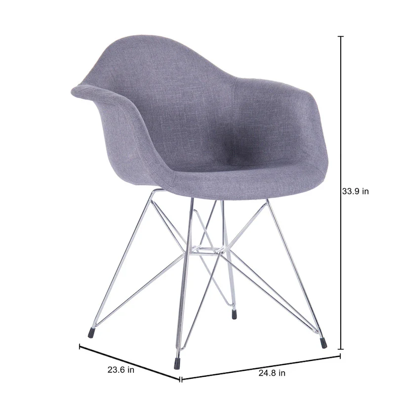 Upholstered Dining Armchairs w/ Metal Legs (Set of 2)