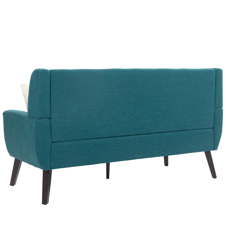 Modern Curved 63  Button Tufted Upholstered Loveseat with 2 Pillows