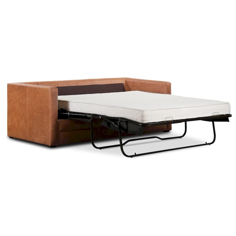 Poly & Bark Napa 82 Leather Pull-Out Convertible Sleeper Sofa - Full Grain Genuine Italian Leather