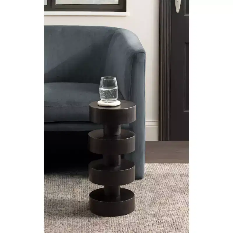 Kate and Laurel Omar Round Drink Table, Black, 9x9x20