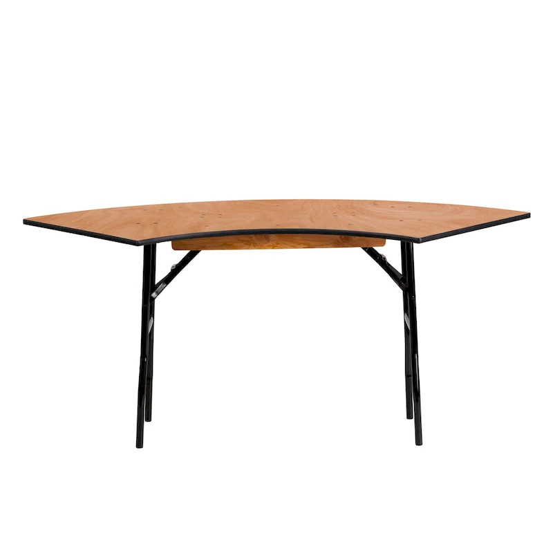 4-foot Serpentine Wood Folding Banquet Table - 24W x 48D x 30.25H - 24W x 48D x 30.25H