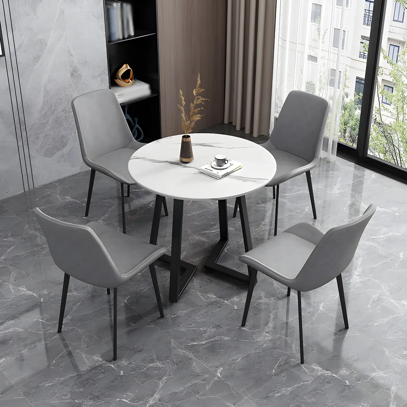 Sloped Armless Leather Upholstered Parsons Dining Chair