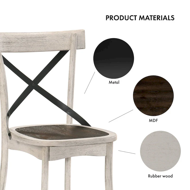 McFarlane Farmhouse Antique White Wood X-backed Chairs by Furniture of America (Set of 2)