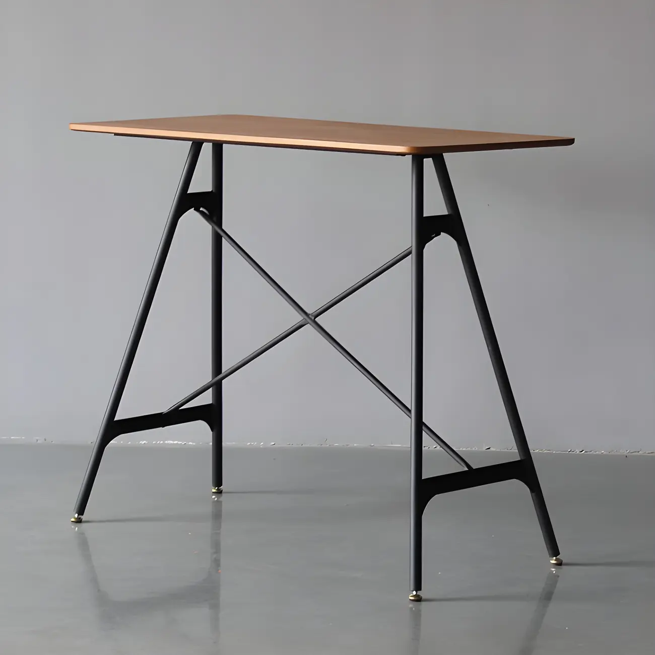 Industrial Lightweight Black Wood Wood-Tone Metal Bar Tables