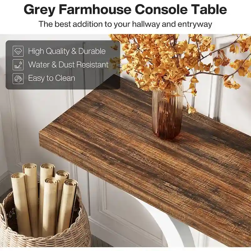 Farmhouse Console Table, 55 Inch Wood Sofa Table Entryway Table