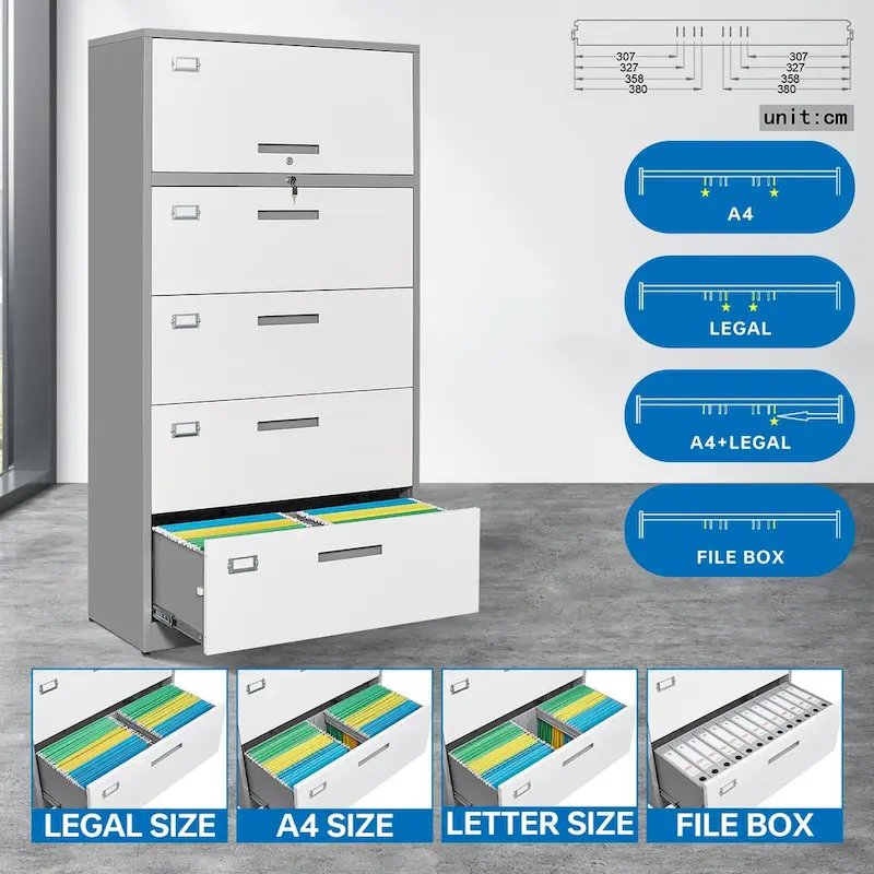 Steel Lateral File Cabinet with Lock