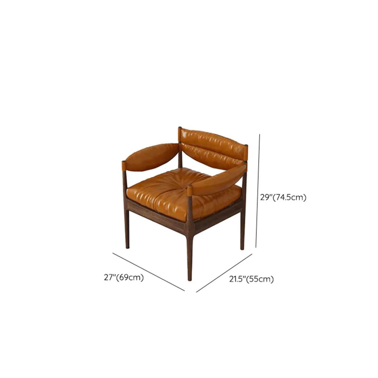 Modern Oiled Leather Mid-Back Accent Armchair