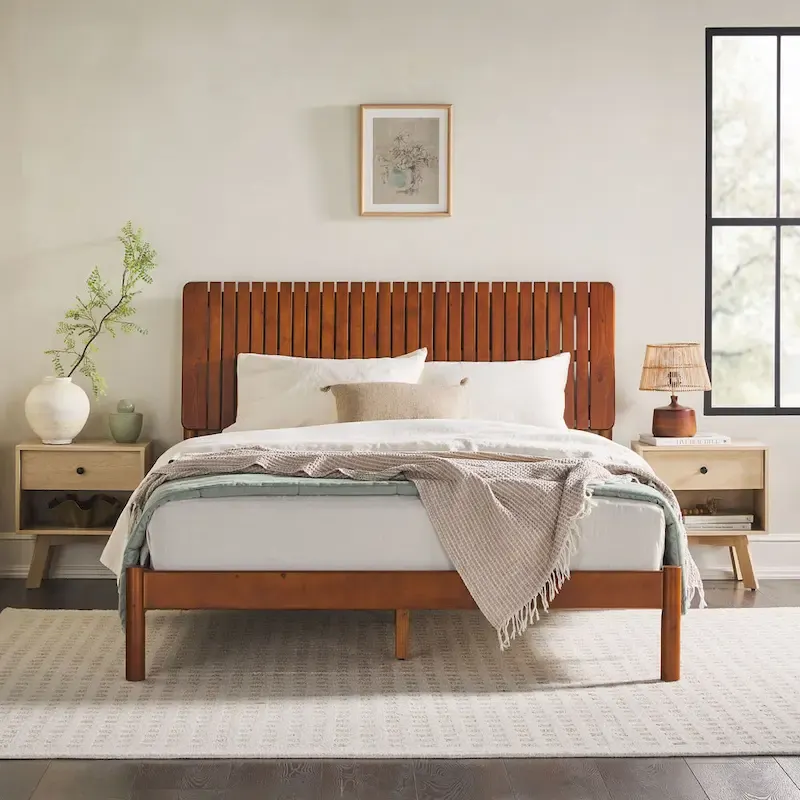 Middlebrook Designs Slatted Headboard Modern Queen Bed