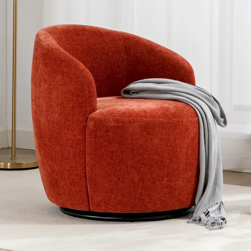 Small Swivel Accent Chair Comfy Round 360 Chenille Swivel Chair for Living Room Modern Round Accent Arm Chairs