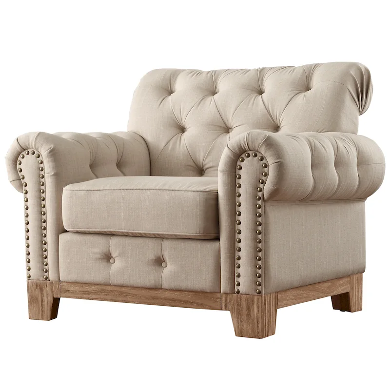 Greenwich Tufted Scroll Arm Nailhead Chesterfield Chair by iNSPIRE Q Artisan