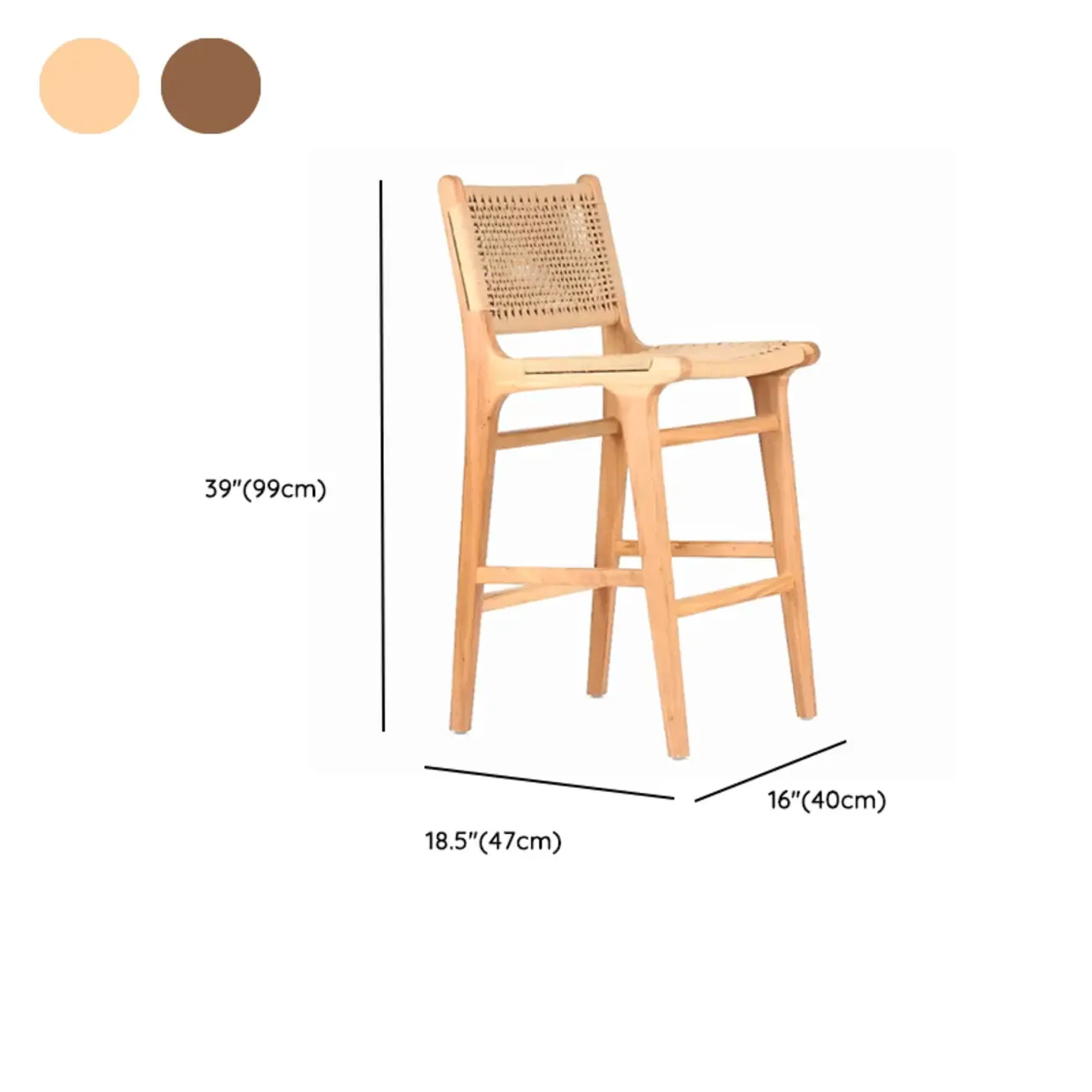 Modern Square Rattan Seat Counter Height Stools with Back