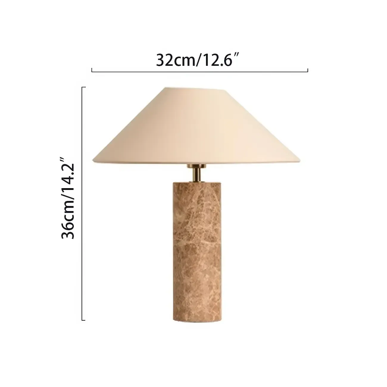 Elegant Beige Marble Base Table Lamp with Fabric Shade