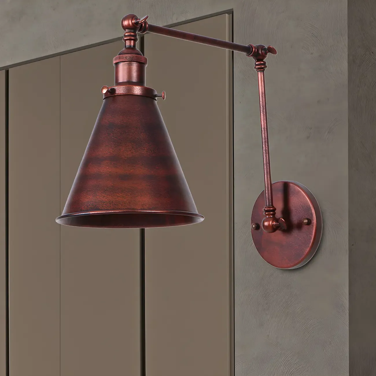 Industrial Metal Cone Swing Arm Wall Light