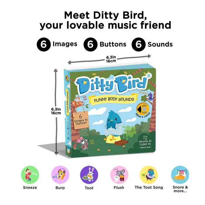 Ditty Bird Funny Body Sounds Multi-Coloured 16x2x16cm